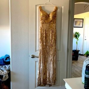 Gold Sequins Prom Dress